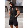 image:imageCOOFANDY Mens Workout Hooded Tank Tops 2 Pack Zip Up Sleeveless Gym Shirts Muscle Cut Off T Shirt Bodybuilding HoodiesDark GreyBlack2pcs