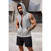 image:imageCOOFANDY Mens Workout Hooded Tank Tops 2 Pack Zip Up Sleeveless Gym Shirts Muscle Cut Off T Shirt Bodybuilding HoodiesLight GreyBlack2pcs
