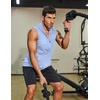 image:imageCOOFANDY Mens Workout Hooded Tank Tops 2 Pack Zip Up Sleeveless Gym Shirts Muscle Cut Off T Shirt Bodybuilding HoodiesLight GreySky Blue2pcs