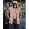 image:imageCOOFANDY Mens Workout Hooded Tank Tops 2 Pack Zip Up Sleeveless Gym Shirts Muscle Cut Off T Shirt Bodybuilding HoodiesLight GreySky Blue2pcs