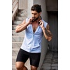 image:imageCOOFANDY Mens Workout Hooded Tank Tops 2 Pack Zip Up Sleeveless Gym Shirts Muscle Cut Off T Shirt Bodybuilding HoodiesLight GreySky Blue2pcs