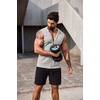 image:imageCOOFANDY Mens Workout Hooded Tank Tops 2 Pack Zip Up Sleeveless Gym Shirts Muscle Cut Off T Shirt Bodybuilding HoodiesLight GreySky Blue2pcs