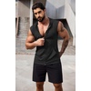 image:imageCOOFANDY Mens Workout Hooded Tank Tops 2 Pack Zip Up Sleeveless Gym Shirts Muscle Cut Off T Shirt Bodybuilding HoodiesNavyBlack2pcs
