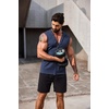 image:imageCOOFANDY Mens Workout Hooded Tank Tops 2 Pack Zip Up Sleeveless Gym Shirts Muscle Cut Off T Shirt Bodybuilding HoodiesNavyBlack2pcs