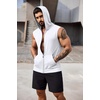 image:imageCOOFANDY Mens Workout Hooded Tank Tops 2 Pack Zip Up Sleeveless Gym Shirts Muscle Cut Off T Shirt Bodybuilding HoodiesWhite1pcs