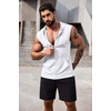 image:imageCOOFANDY Mens Workout Hooded Tank Tops 2 Pack Zip Up Sleeveless Gym Shirts Muscle Cut Off T Shirt Bodybuilding HoodiesWhite1pcs