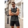 image:imageCOOFANDY Mens Workout Hooded Tank Tops Bodybuilding Muscle Cut Off T Shirt Sleeveless Gym HoodiesDark Grey