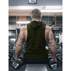 image:imageCOOFANDY Mens Workout Hooded Tank Tops Bodybuilding Muscle Cut Off T Shirt Sleeveless Gym HoodiesOliver Green