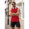 image:imageCOOFANDY Mens Workout Hooded Tank Tops Bodybuilding Muscle Cut Off T Shirt Sleeveless Gym HoodiesRed