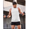 image:imageCOOFANDY Mens Workout Hooded Tank Tops Bodybuilding Muscle Cut Off T Shirt Sleeveless Gym HoodiesWhite