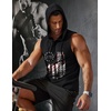 image:imageCOOFANDY Mens Workout Hooded Tank Tops Sleeveless Gym Hoodies Cotton Muscle Cut Off Shirt Bodybuilding Henley ShirtsAmerican Flag Black