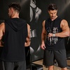 image:imageCOOFANDY Mens Workout Hooded Tank Tops Sleeveless Gym Hoodies Cotton Muscle Cut Off Shirt Bodybuilding Henley ShirtsAmerican Flag Black