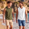 image:imageCOOFANDY Mens Workout Hooded Tank Tops Sleeveless Gym Hoodies Cotton Muscle Cut Off Shirt Bodybuilding Henley ShirtsArmy Green