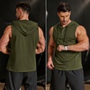 image:imageCOOFANDY Mens Workout Hooded Tank Tops Sleeveless Gym Hoodies Cotton Muscle Cut Off Shirt Bodybuilding Henley ShirtsArmy Green