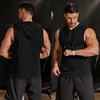 image:imageCOOFANDY Mens Workout Hooded Tank Tops Sleeveless Gym Hoodies Cotton Muscle Cut Off Shirt Bodybuilding Henley ShirtsBlack
