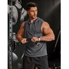 image:imageCOOFANDY Mens Workout Hooded Tank Tops Sleeveless Gym Hoodies Cotton Muscle Cut Off Shirt Bodybuilding Henley ShirtsDark Grey