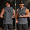 image:imageCOOFANDY Mens Workout Hooded Tank Tops Sleeveless Gym Hoodies Cotton Muscle Cut Off Shirt Bodybuilding Henley ShirtsDark Grey