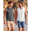 image:imageCOOFANDY Mens Workout Hooded Tank Tops Sleeveless Gym Hoodies Cotton Muscle Cut Off Shirt Bodybuilding Henley ShirtsDark Grey
