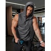 image:imageCOOFANDY Mens Workout Hooded Tank Tops Sleeveless Gym Hoodies Cotton Muscle Cut Off Shirt Bodybuilding Henley ShirtsDark Grey