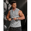image:imageCOOFANDY Mens Workout Hooded Tank Tops Sleeveless Gym Hoodies Cotton Muscle Cut Off Shirt Bodybuilding Henley ShirtsLight Grey