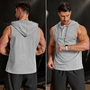 image:imageCOOFANDY Mens Workout Hooded Tank Tops Sleeveless Gym Hoodies Cotton Muscle Cut Off Shirt Bodybuilding Henley ShirtsLight Grey