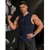 image:imageCOOFANDY Mens Workout Hooded Tank Tops Sleeveless Gym Hoodies Cotton Muscle Cut Off Shirt Bodybuilding Henley ShirtsNavy Blue