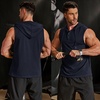 image:imageCOOFANDY Mens Workout Hooded Tank Tops Sleeveless Gym Hoodies Cotton Muscle Cut Off Shirt Bodybuilding Henley ShirtsNavy Blue