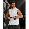 image:imageCOOFANDY Mens Workout Hooded Tank Tops Sleeveless Gym Hoodies Cotton Muscle Cut Off Shirt Bodybuilding Henley ShirtsWhite