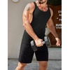 image:imageCOOFANDY Mens Workout Tank Top Ribbed Knit Sleeveless Gym Muscle T Shirts Bodybuilding TeeBlackArmy Green 2 Pcs