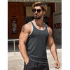 image:imageCOOFANDY Mens Workout Tank Tops Pack Dry Fit Sleeveless Running Shirts Gym Muscle Bodybuilding T ShirtsBlackDark GreyWine Red