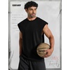 image:imageCOOFANDY Mens Workout Tank Tops Summer Sleeveless Tee Shirts Casual Stylish Gym Muscle Shirt Loose Fit for BasketballBlack