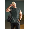 image:imageCOOFANDY Mens Workout Tank Tops Summer Sleeveless Tee Shirts Casual Stylish Gym Muscle Shirt Loose Fit for BasketballDark Army Green