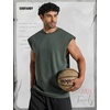image:imageCOOFANDY Mens Workout Tank Tops Summer Sleeveless Tee Shirts Casual Stylish Gym Muscle Shirt Loose Fit for BasketballDark Army Green