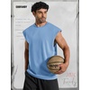 image:imageCOOFANDY Mens Workout Tank Tops Summer Sleeveless Tee Shirts Casual Stylish Gym Muscle Shirt Loose Fit for BasketballLight Blue