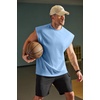 image:imageCOOFANDY Mens Workout Tank Tops Summer Sleeveless Tee Shirts Casual Stylish Gym Muscle Shirt Loose Fit for BasketballLight Blue