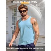 image:imageCOOFANDY Mens Workout Tank Tops UPF 50 Sleeveless Gym Muscle Shirts Cooling Quick Dry Bodybuilding Tanks for Swim BeachBlackLight BlueWhite