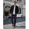 image:imageCOOFANDY Mens Zip Up Sweater Jacket Waffle Sweatshirt Knit Bomber Lightweight Casual JacketsBlack