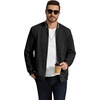 image:imageCOOFANDY Mens Zip Up Sweater Jacket Waffle Sweatshirt Knit Bomber Lightweight Casual JacketsBlack