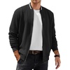 image:imageCOOFANDY Mens Zip Up Sweater Jacket Waffle Sweatshirt Knit Bomber Lightweight Casual JacketsBlack