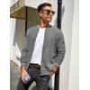 image:imageCOOFANDY Mens Zip Up Sweater Jacket Waffle Sweatshirt Knit Bomber Lightweight Casual JacketsDark Grey