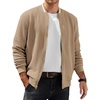 image:imageCOOFANDY Mens Zip Up Sweater Jacket Waffle Sweatshirt Knit Bomber Lightweight Casual JacketsKhaki