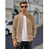 image:imageCOOFANDY Mens Zip Up Sweater Jacket Waffle Sweatshirt Knit Bomber Lightweight Casual JacketsKhaki