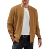 image:imageCOOFANDY Mens Zip Up Sweater Jacket Waffle Sweatshirt Knit Bomber Lightweight Casual JacketsLight Brown