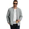 image:imageCOOFANDY Mens Zip Up Sweater Jacket Waffle Sweatshirt Knit Bomber Lightweight Casual JacketsLight Grey