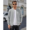 image:imageCOOFANDY Mens Zip Up Sweater Jacket Waffle Sweatshirt Knit Bomber Lightweight Casual JacketsLight Grey