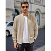 image:imageCOOFANDY Mens Zip Up Sweater Jacket Waffle Sweatshirt Knit Bomber Lightweight Casual JacketsLight Khaki
