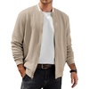 image:imageCOOFANDY Mens Zip Up Sweater Jacket Waffle Sweatshirt Knit Bomber Lightweight Casual JacketsLight Khaki