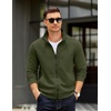 image:imageCOOFANDY Mens Zip Up Sweatshirt Mock Neck Quilted Jacket Casual Lightweight Sweater Jackets with PocketArmy Green