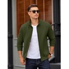image:imageCOOFANDY Mens Zip Up Sweatshirt Mock Neck Quilted Jacket Casual Lightweight Sweater Jackets with PocketArmy Green
