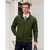 image:imageCOOFANDY Mens Zip Up Sweatshirt Mock Neck Quilted Jacket Casual Lightweight Sweater Jackets with PocketArmy Green